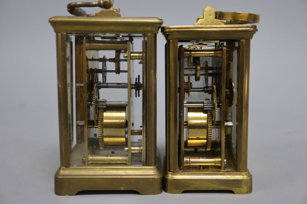 Two brass bound carriage timepieces